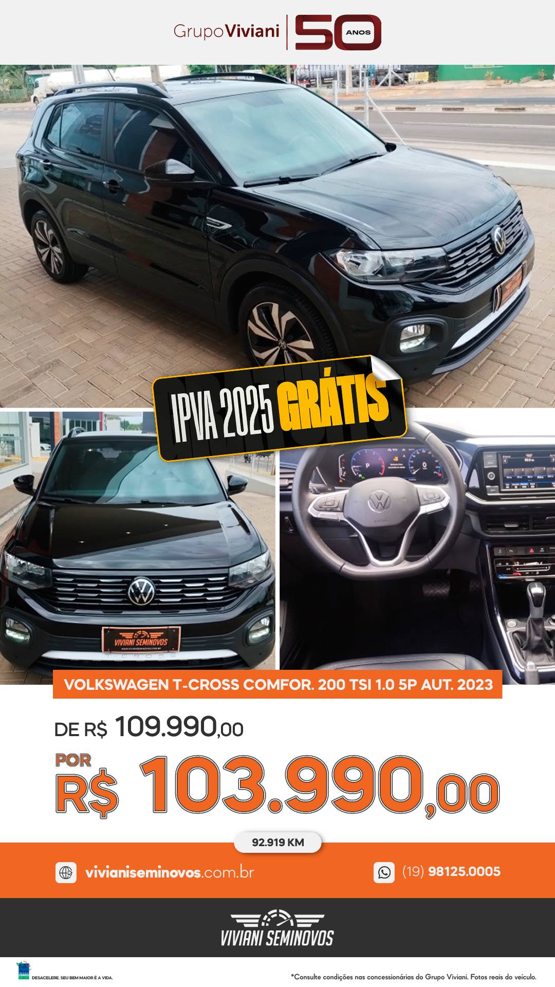 FTX1A92 - Volkswagen T-Cross Comfor. 200 TSI 1.0 Flex 5p Aut. 2023
