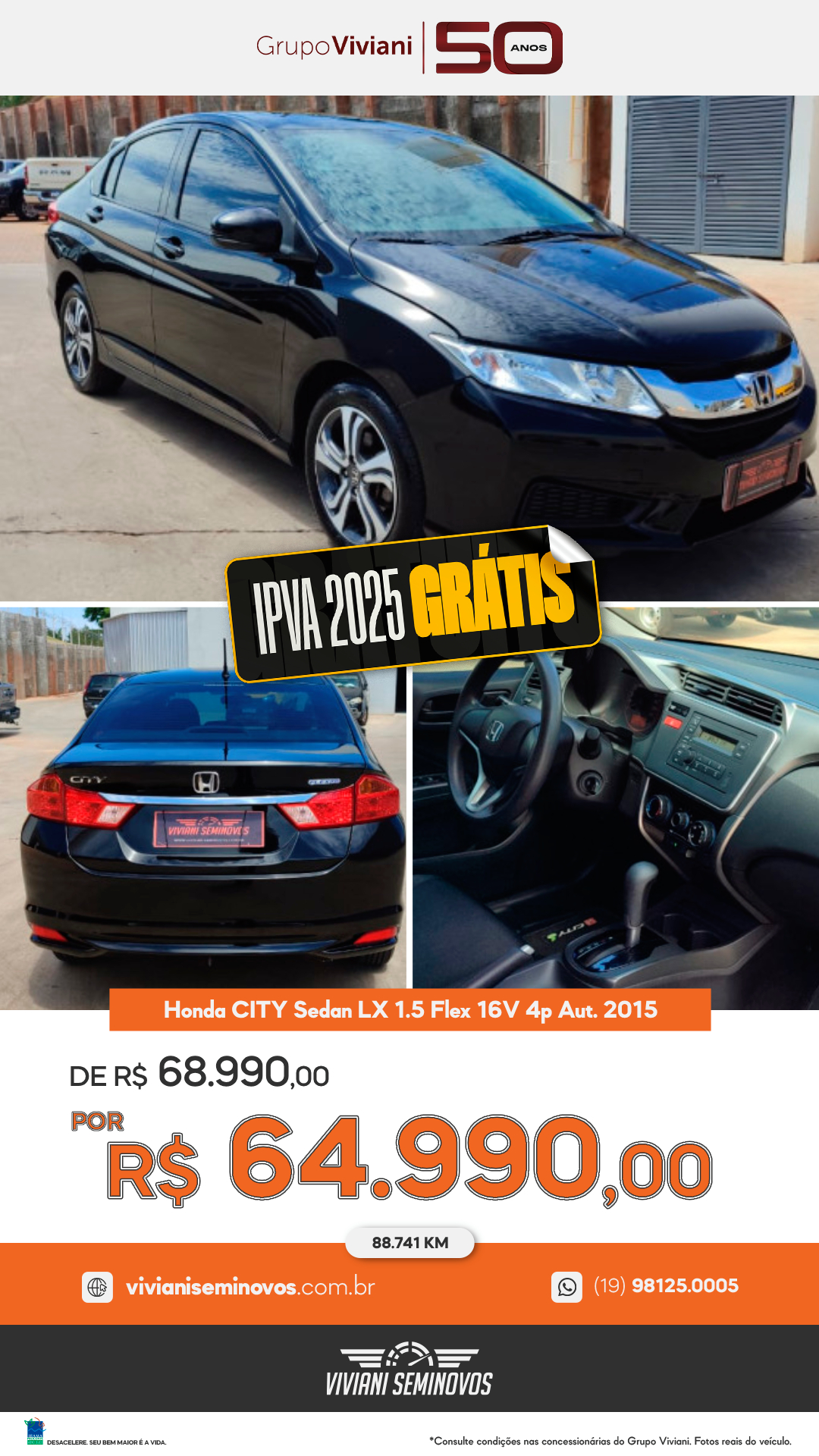 FHG6984 - Honda CITY Sedan LX 1.5 Flex 16V 4p Aut. 2015