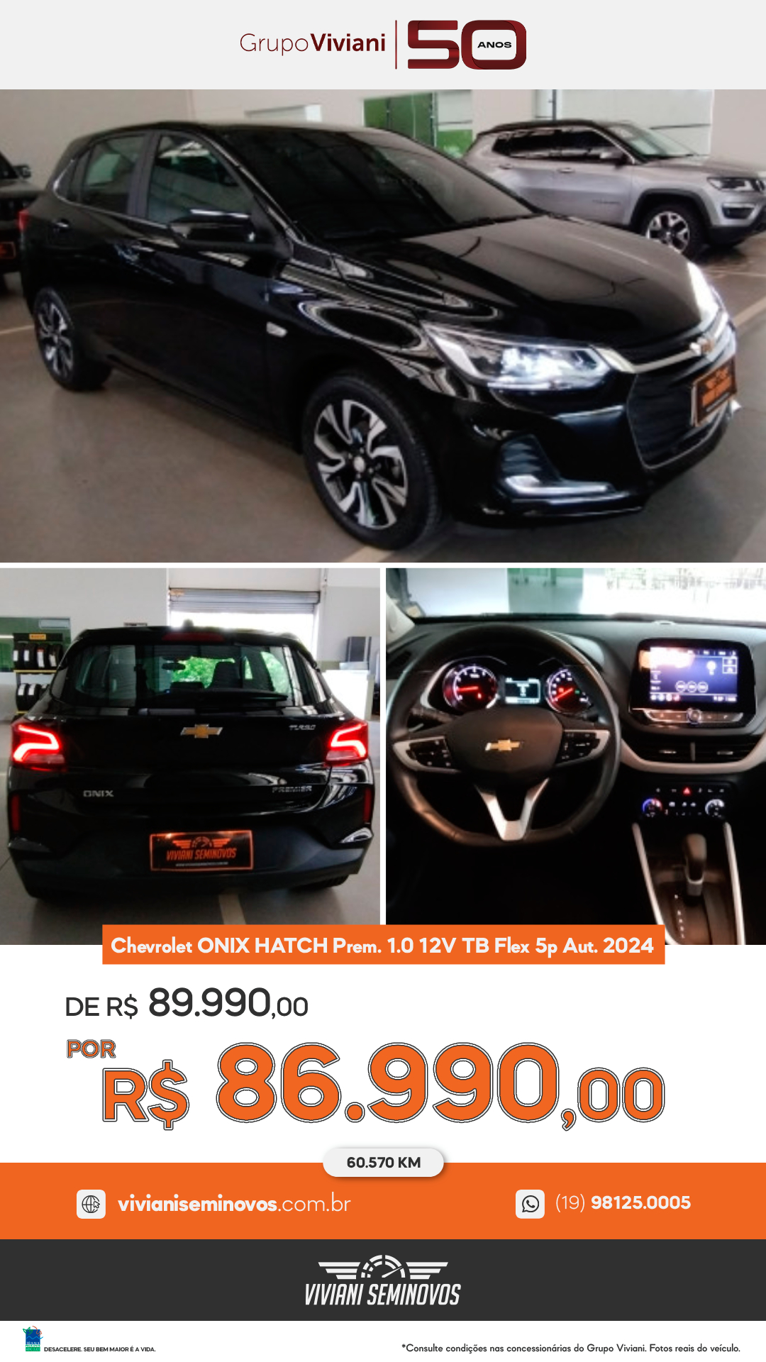 CUV9A19 - Chevrolet ONIX HATCH PREM. 1.0 12V TB Flex 5p Aut. 2024