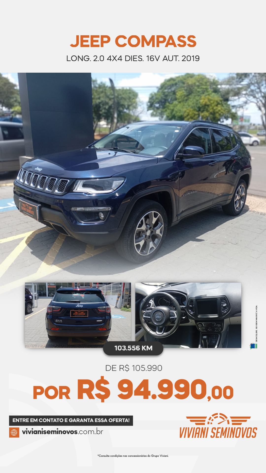 EXH1875 - Jeep COMPASS LONGITUDE 2.0 4x4 Dies. 16V Aut. 2019