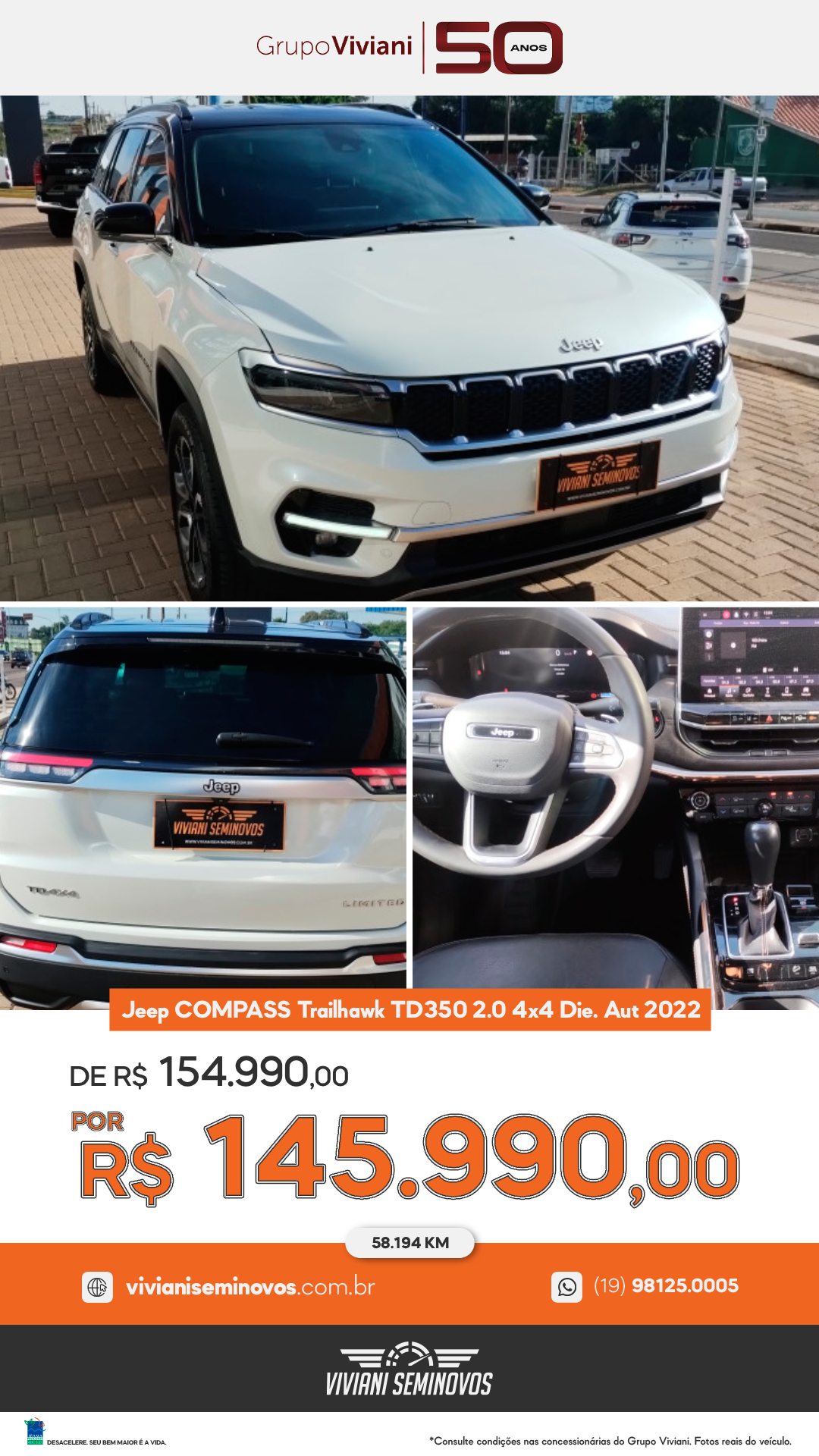 GGQ3E22 - Jeep COMPASS TRAILHAWK TD350 2.0 4x4 Die. Aut 2022