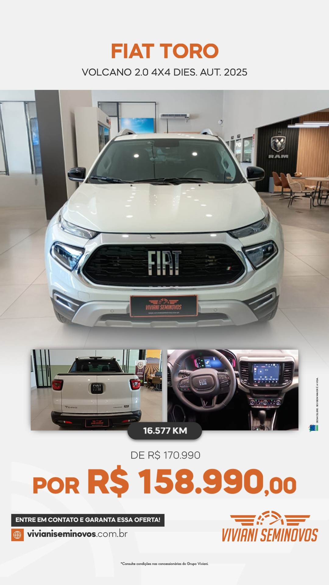 TLF5A77 - Fiat Toro Volcano 2.0 16V 4x4 TB Diesel Aut. 2025